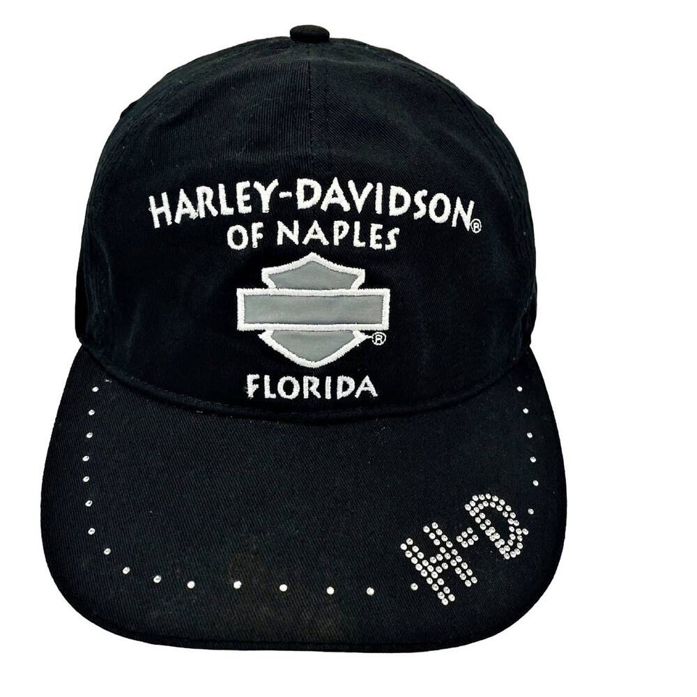 Harley Davidson Black HD Sequins Bling Baseball Cap Hat Naples Florida
